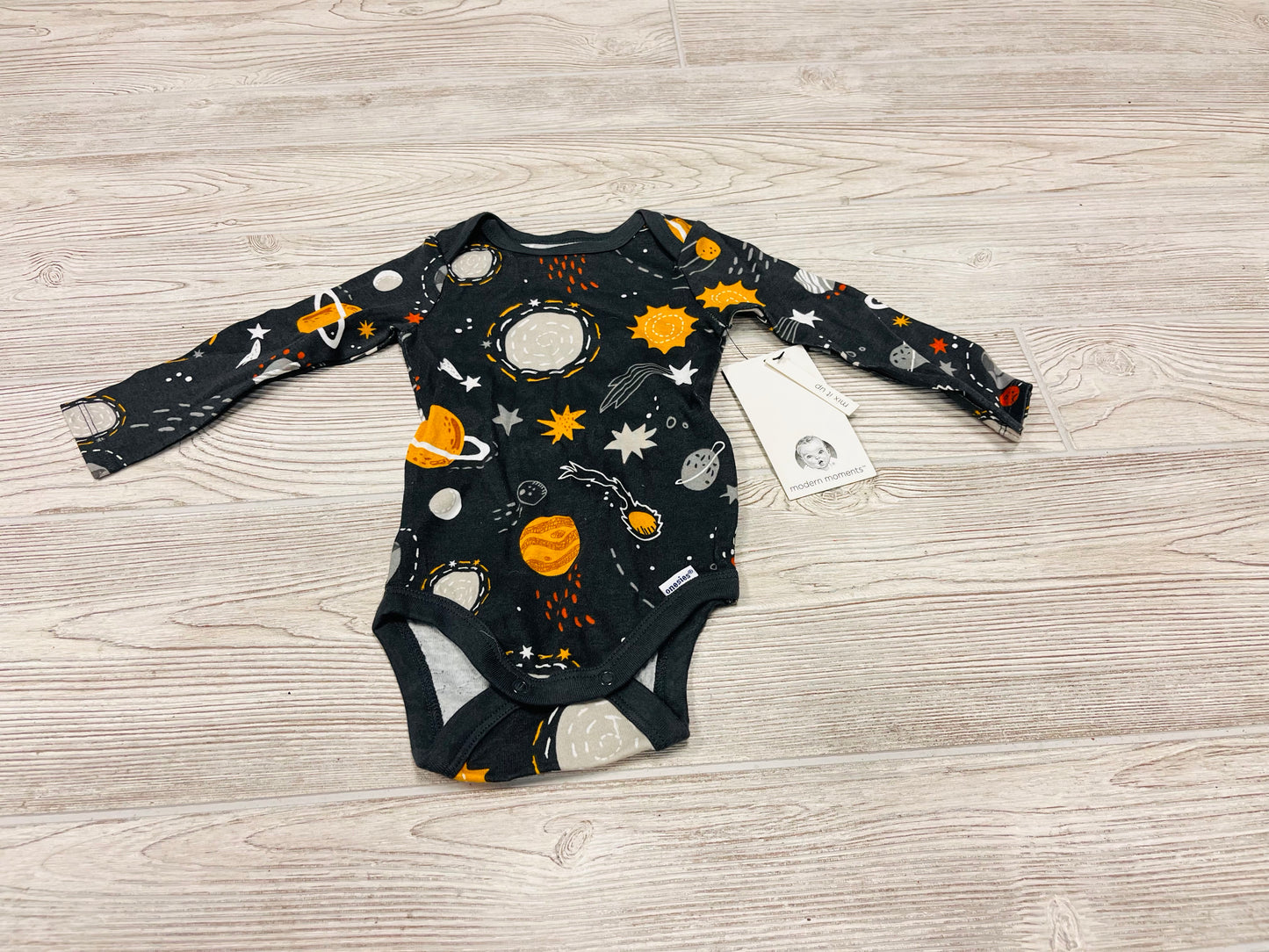 Modern Moments Space Print Long Sleeve Onesie