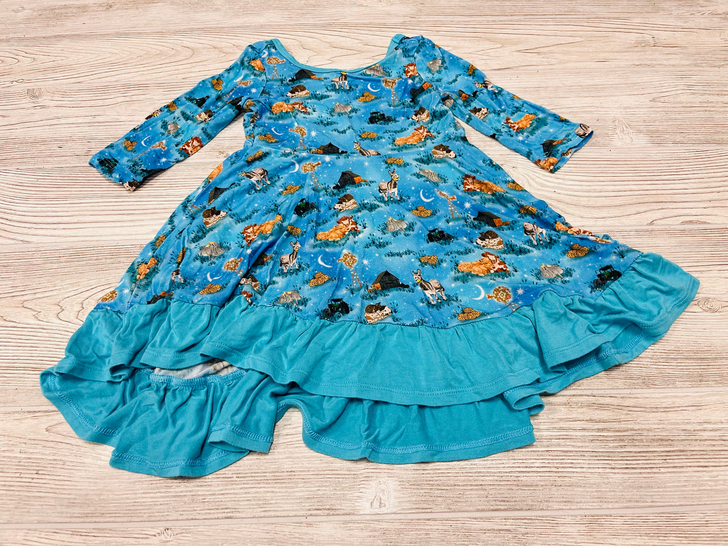 Free Birdies Farm Print Bamboo Long Sleeve Dress