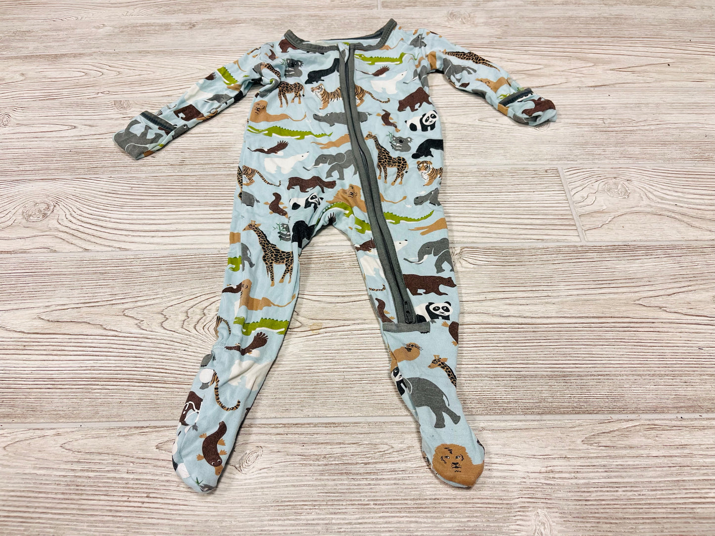 KicKee Animal Print Zip Up Bamboo Pajama