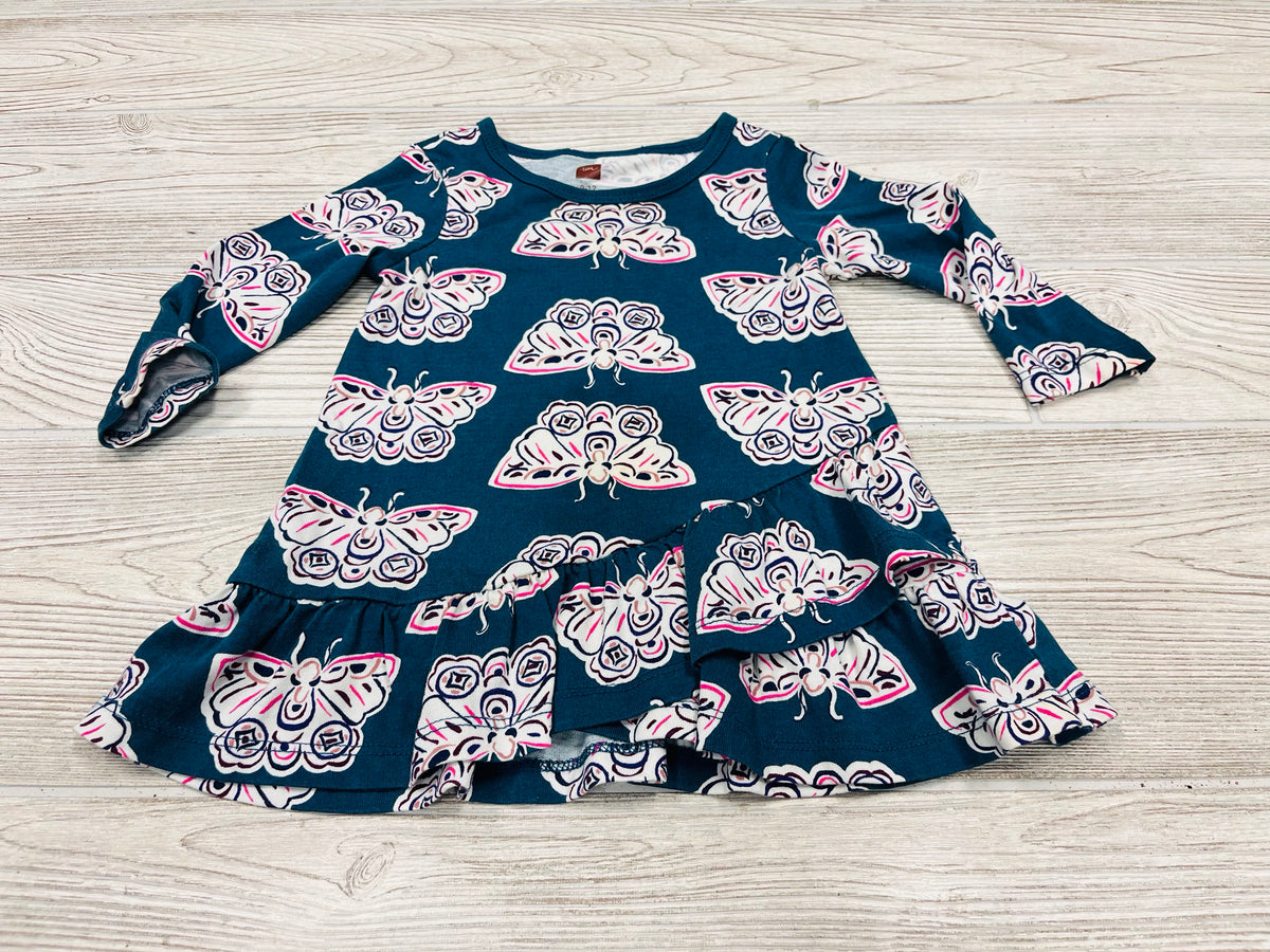 Tea Butterfly Print Long Sleeve Dress