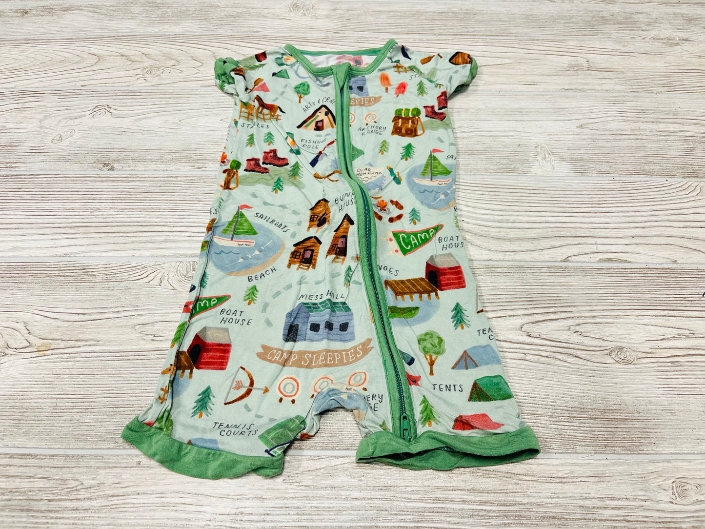 Little Sleepies Camping Print Zip Up Bamboo Pajama