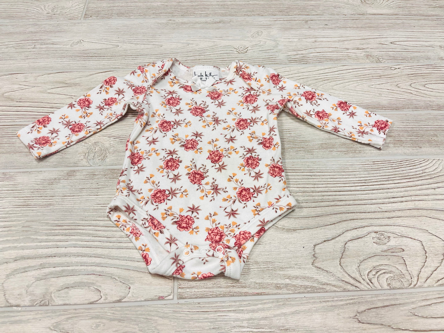 Nicole Miller Flower Print Long Sleeve Onesie