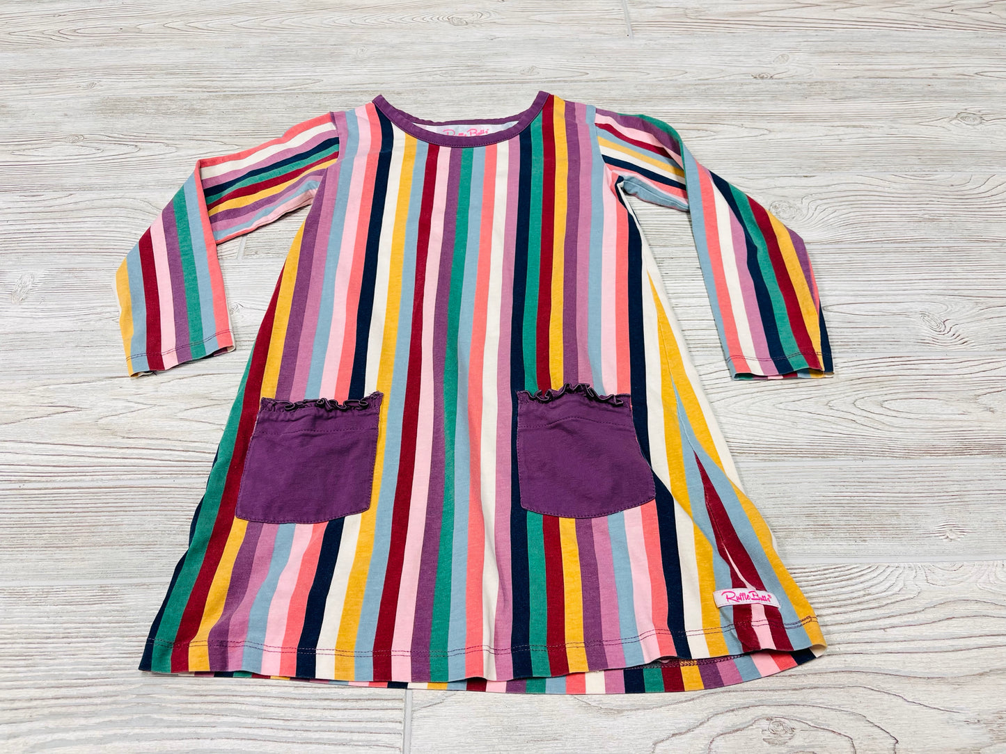 Ruffle Butts Striped Long Sleeve Dress