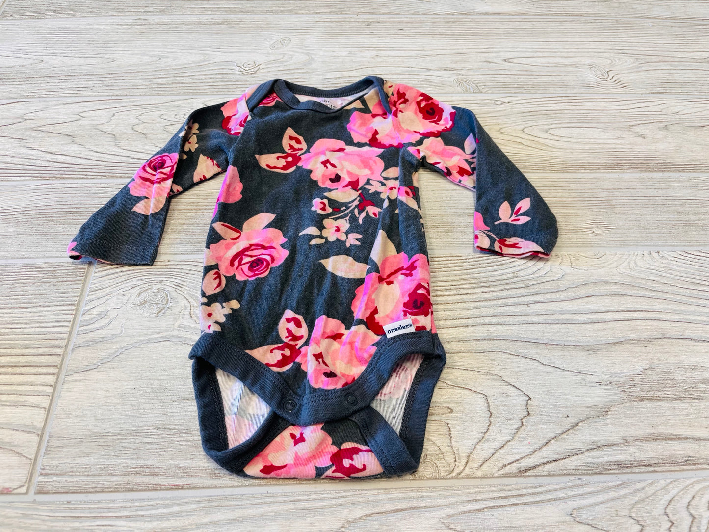 Modern Moments Flower Print Long Sleeve Onesie