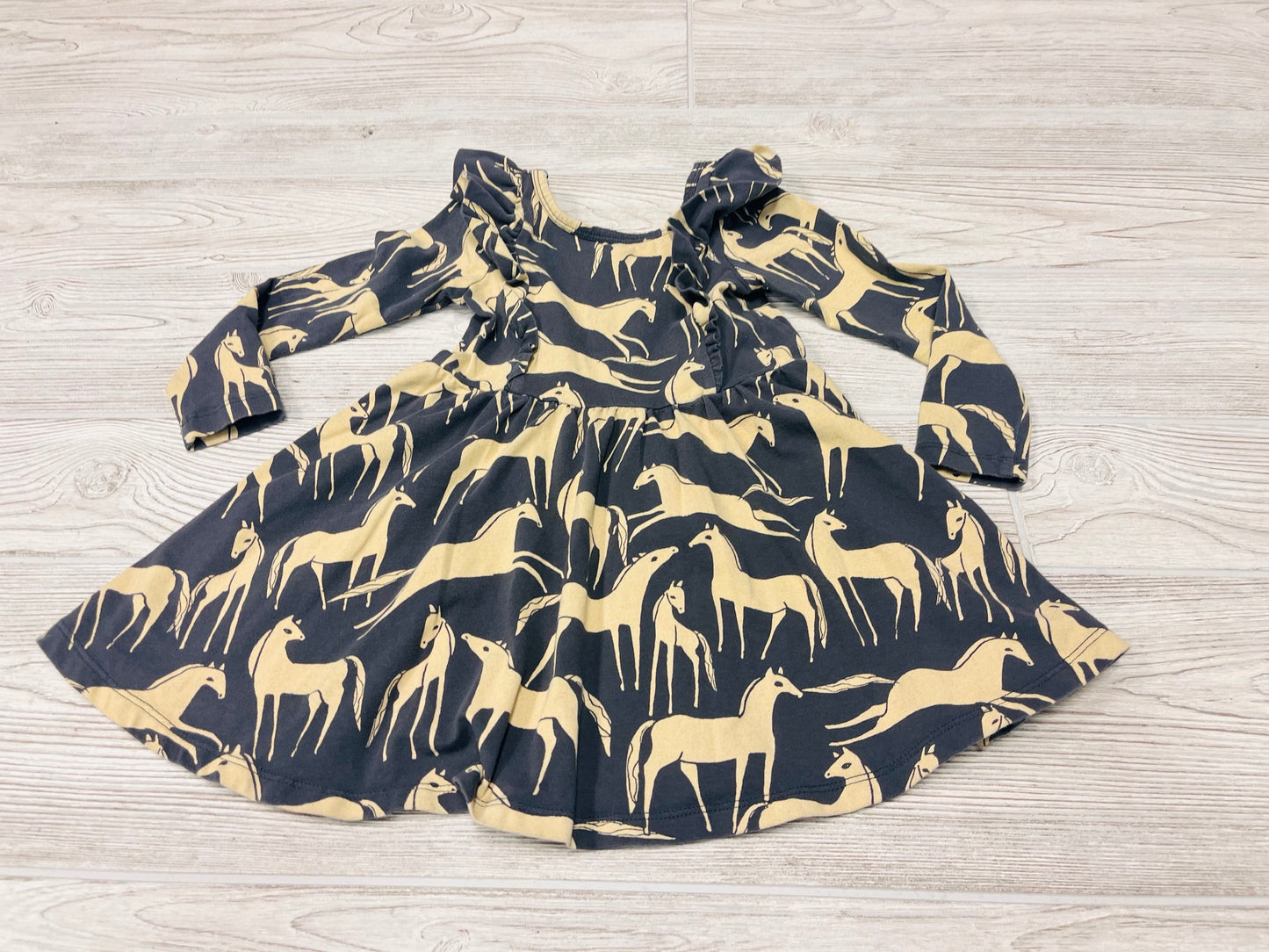 Tea Unicorn Print Long Sleeve Dress