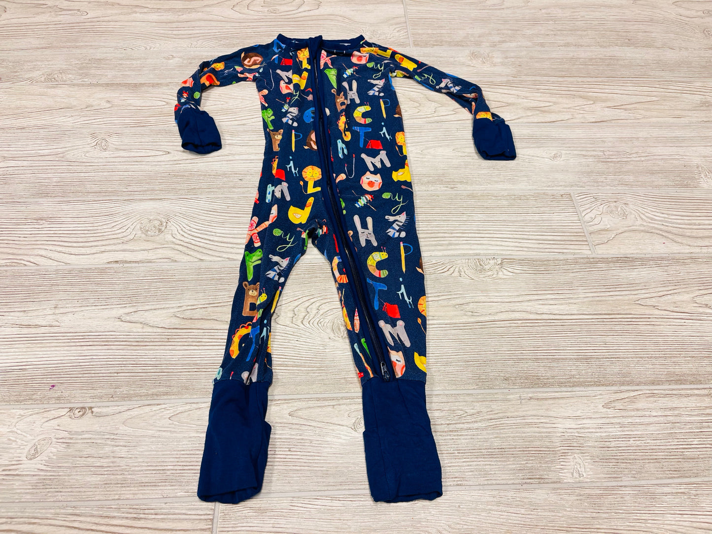 Little Sleepies Alphabet Print Zip Up Bamboo Pajama