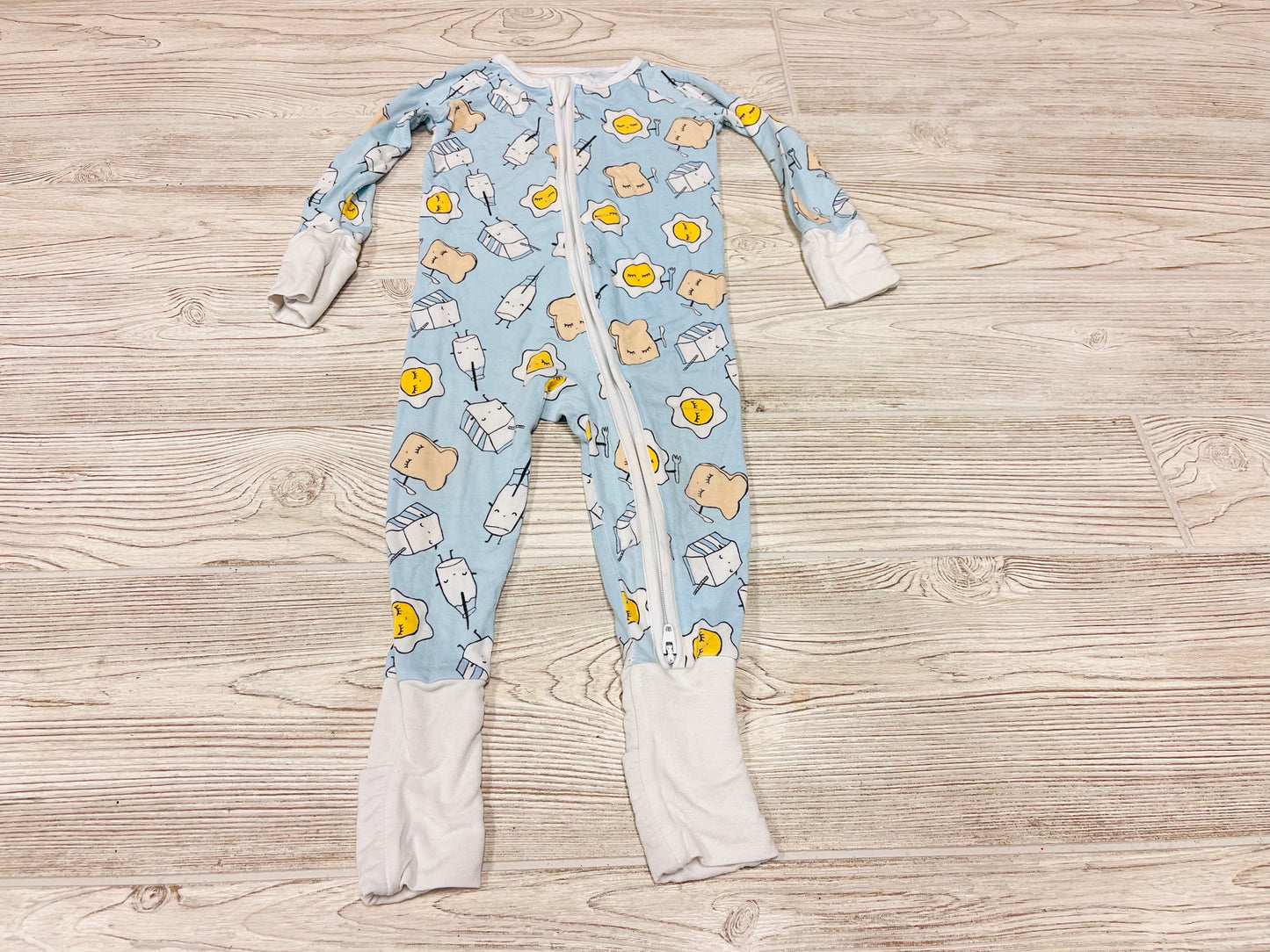 Little Sleepies Eggs & Toast Print Zip Up Bamboo Pajama