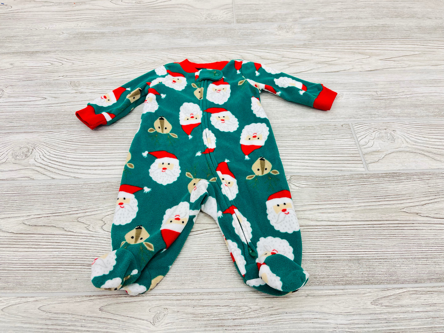 Carter’s Santa and Reindeer Print Zip Up Fleece Pajama