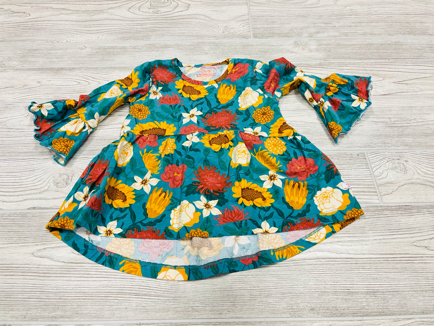 Ruffle Butts Flower Print Long Sleeve Shirt