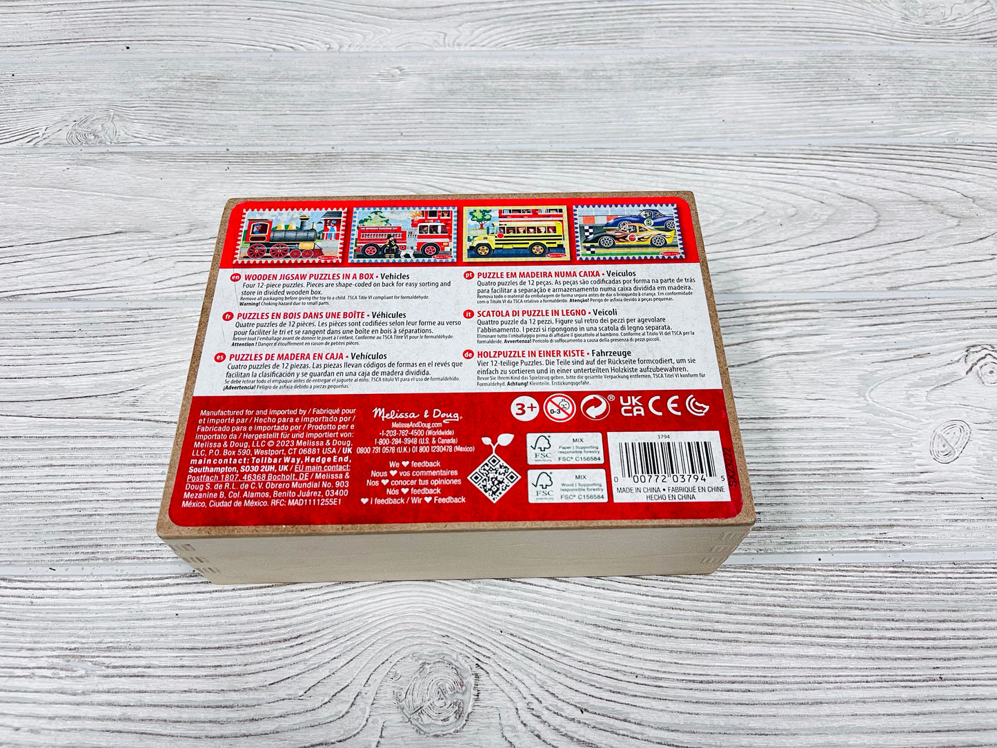 Melissa & Doug Wooden Jigsaw Puzzles In A Box - Vehicles