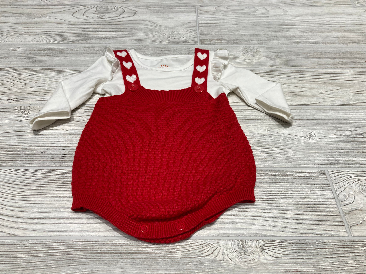 Cat & Jack Heart Romper with Long Sleeve Onesie