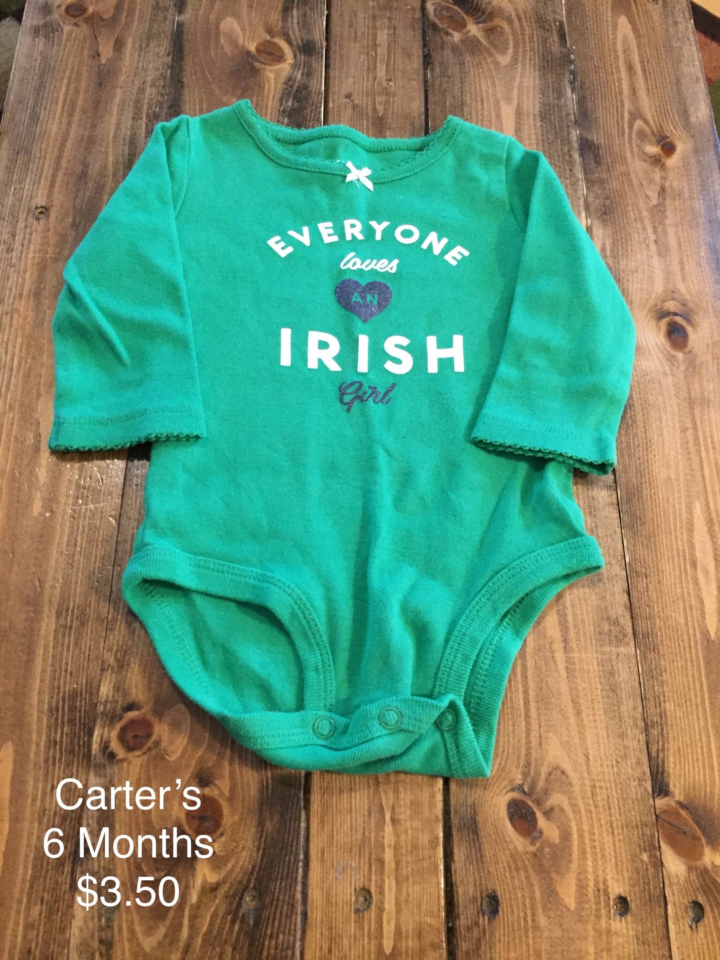 Carter’s “Everyone Loves An Irish Girl” Long Sleeve Onesie