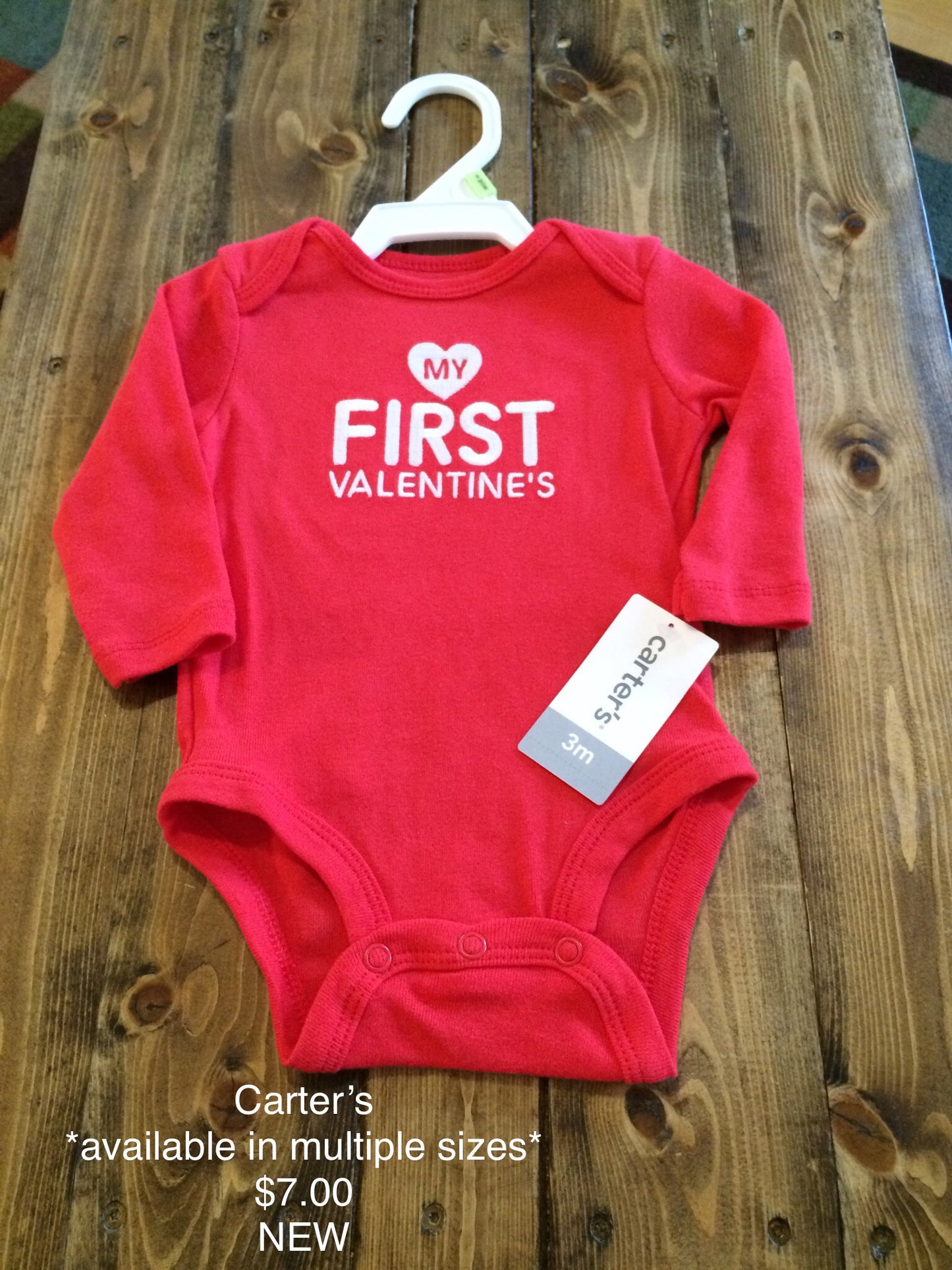 Carter’s “My First Valentine’s Day” Long Sleeve Onesie - Multiple Sizes