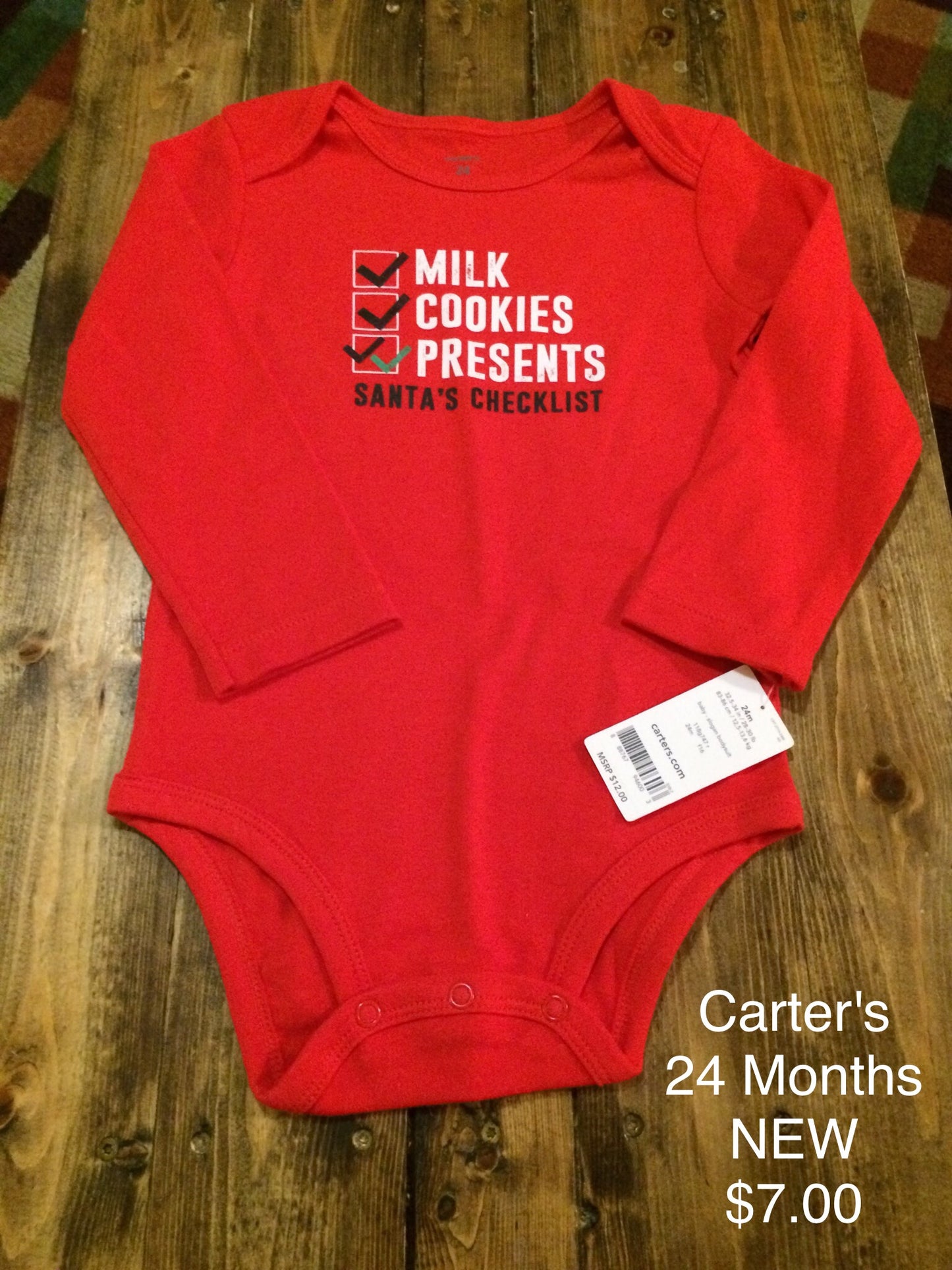 Carter’s “Santa’s Checklist” Long Sleeve Onesie