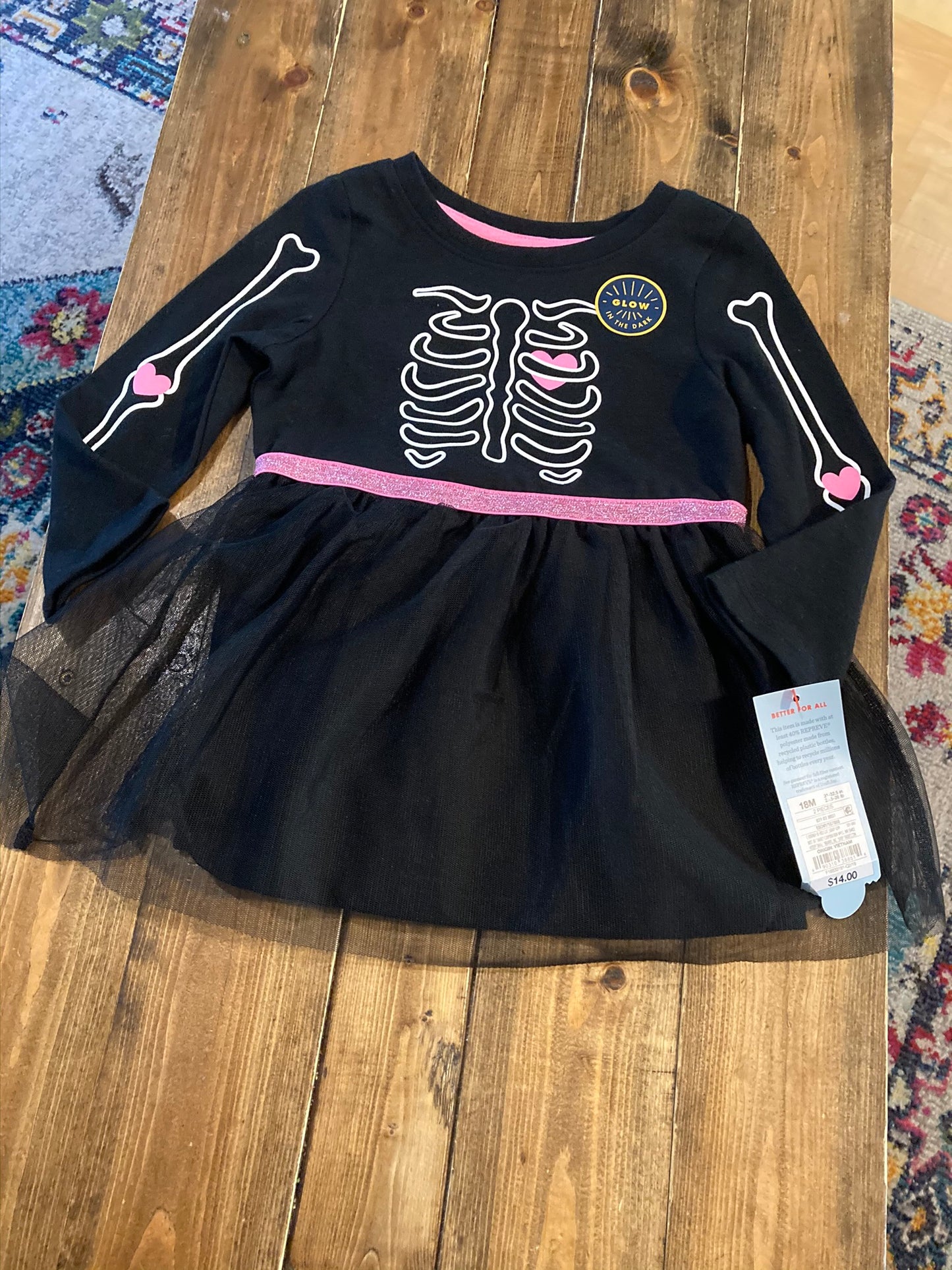 Cat & Jack Skeleton Outfit with Tutu