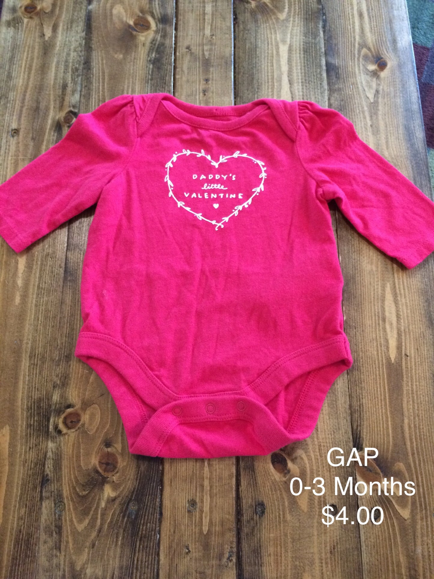 GAP “Daddy’s Little Valentine” Long Sleeve Onesie