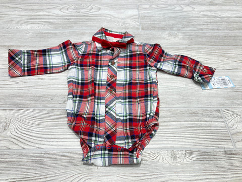 Cat & Jack Button Down Long Sleeve Onesie with Bowtie