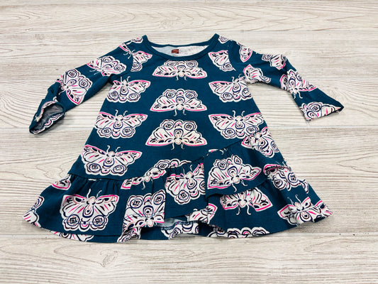 Tea Butterfly Print Long Sleeve Dress