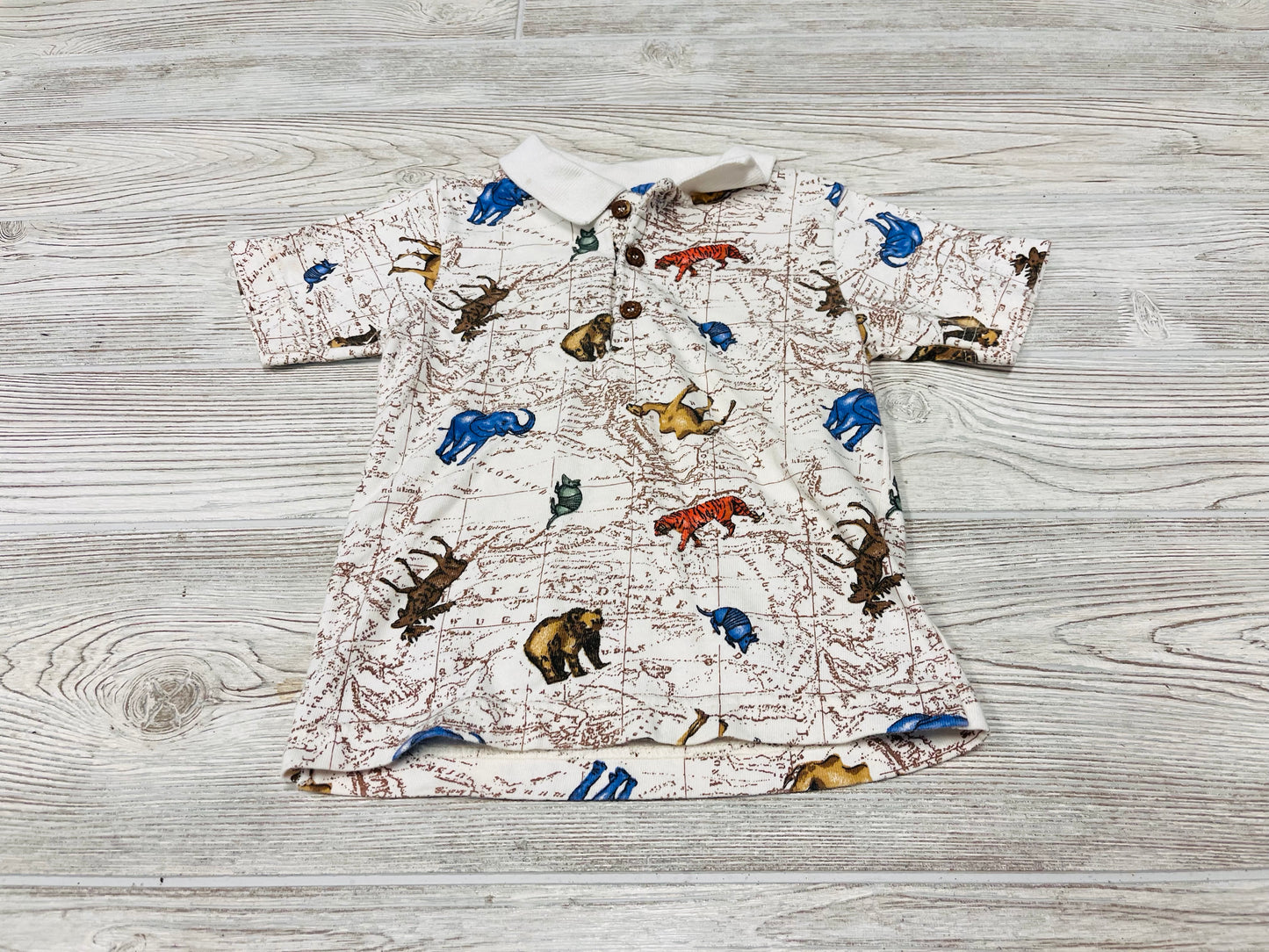 Vintage Carter’s Safari Print Short Sleeve Polo Shirt
