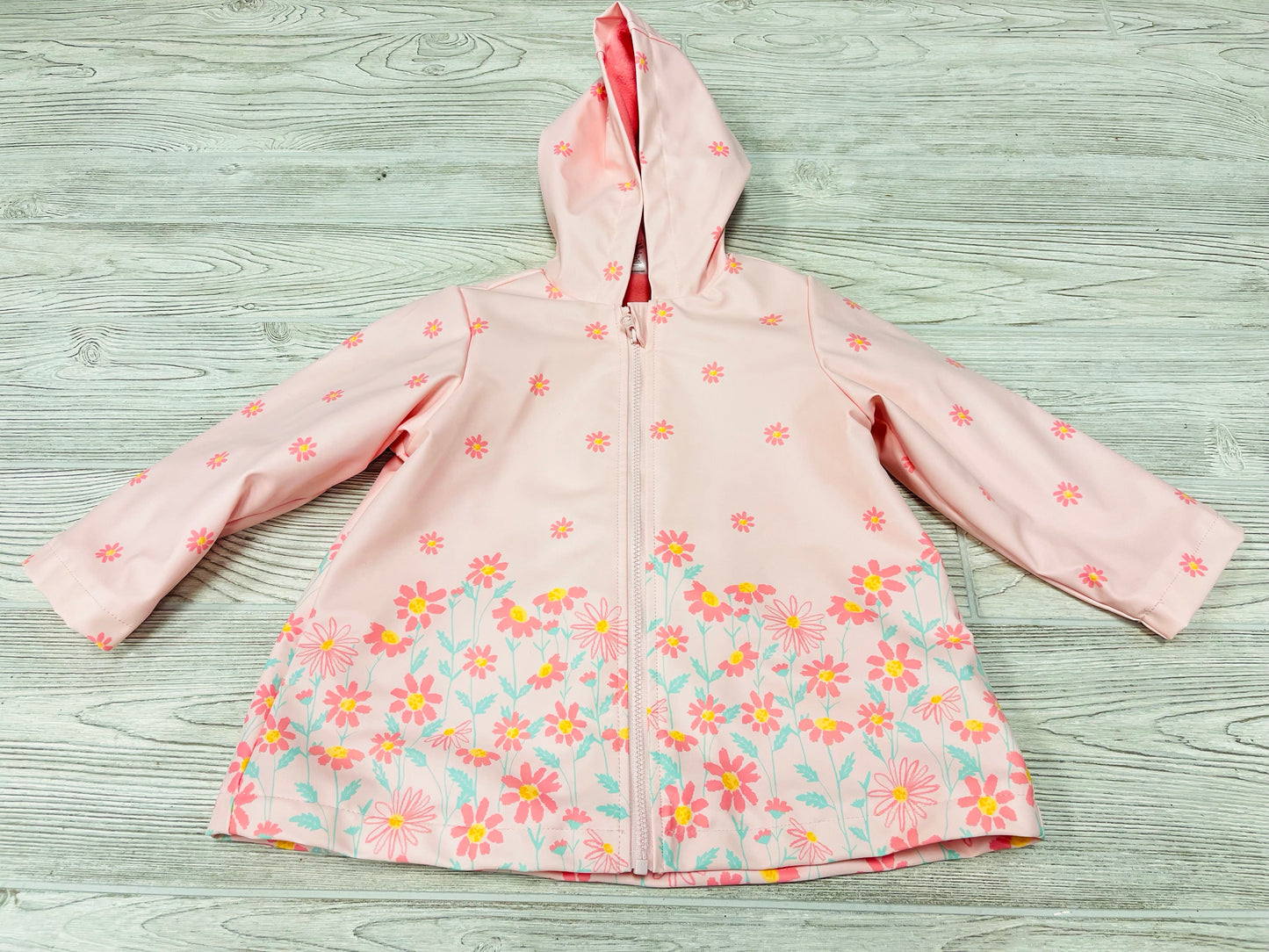 Little Me Flower Print Hooded Raincoat