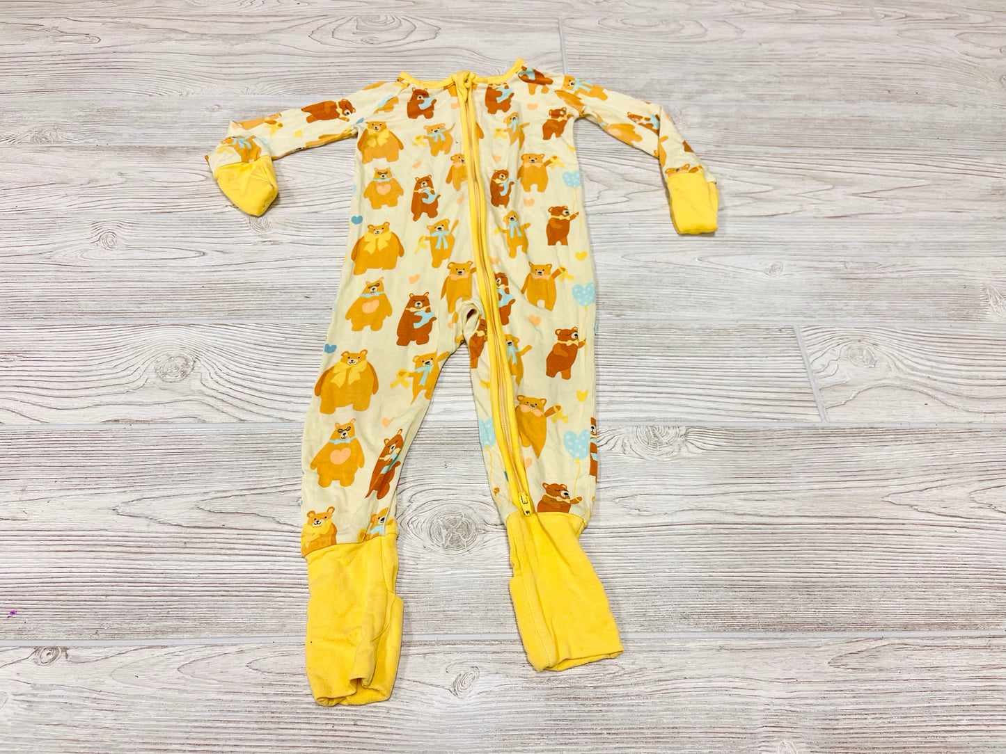 Little Sleepies Teddy Bear Print Zip Up Bamboo Pajama