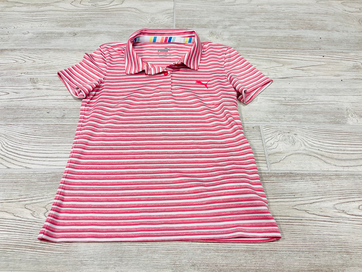 Puma Striped Athletic Short Sleeve Shirt