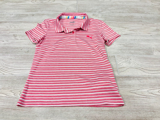 Puma Striped Athletic Short Sleeve Shirt