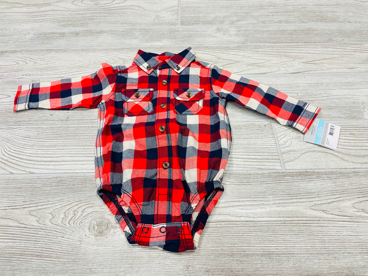 Carter’s Flannel Long Sleeve Buttons Down Onesie
