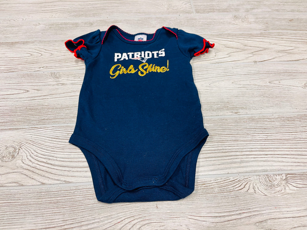 NFL Team Apparel “Patriots Girls Shine” Short Sleeve Onesie