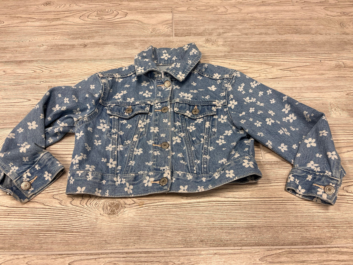 Old Navy Floral Print Button Down Jean Jacket