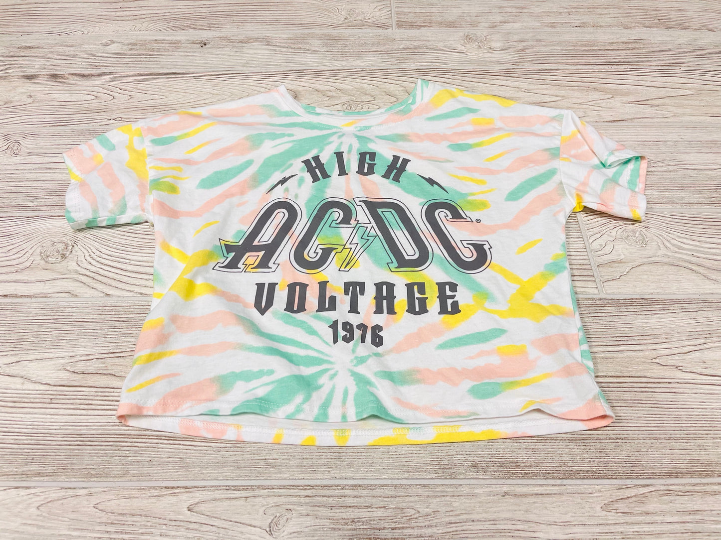 AC/DC Tie Dye Cropped Short Sleeve Shirt