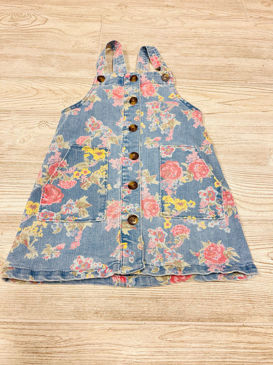 Wonder Nation Flower Print Denim Overall Dress