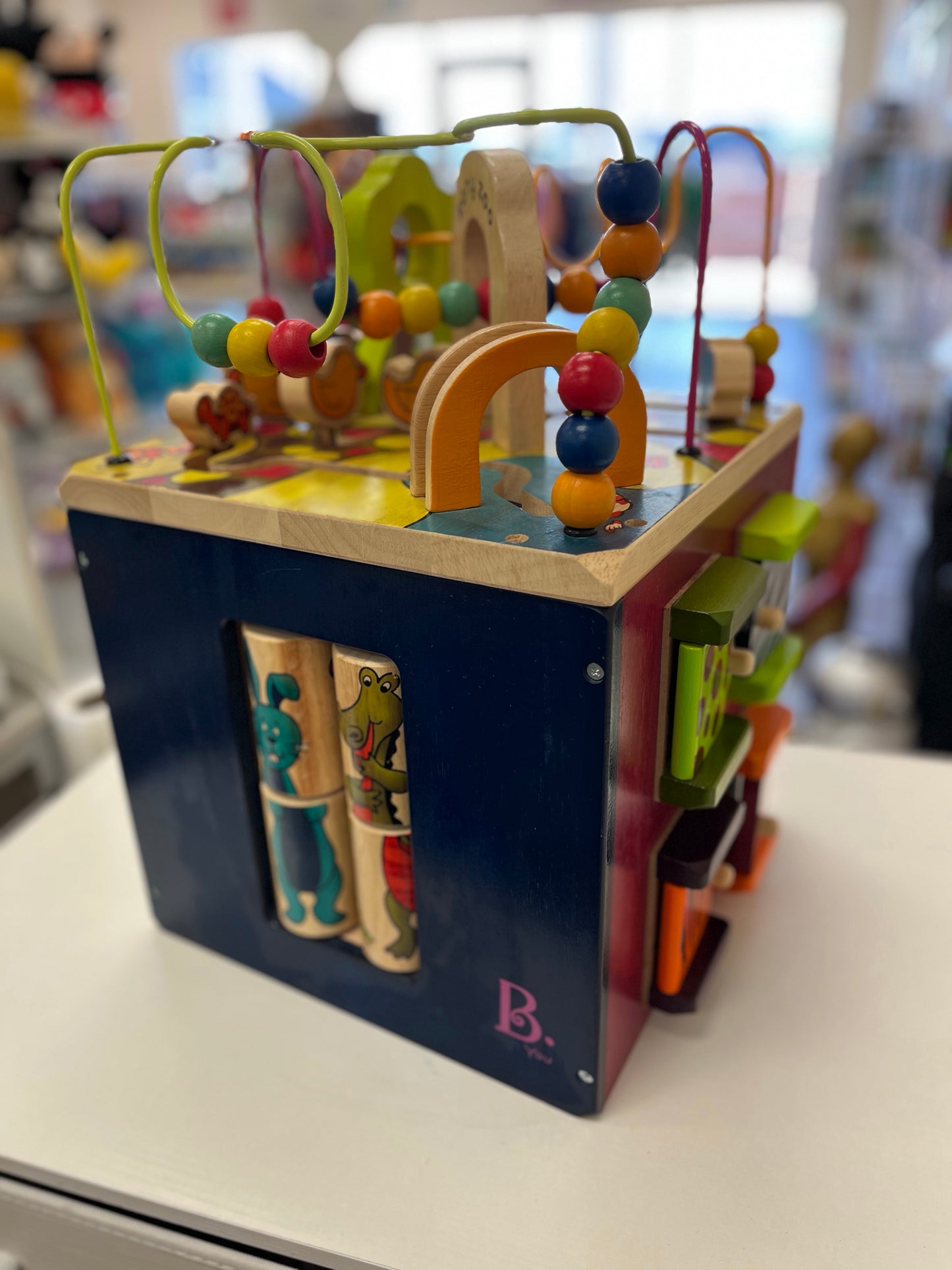 B. toys Zany Zoo Wooden Activity Cube