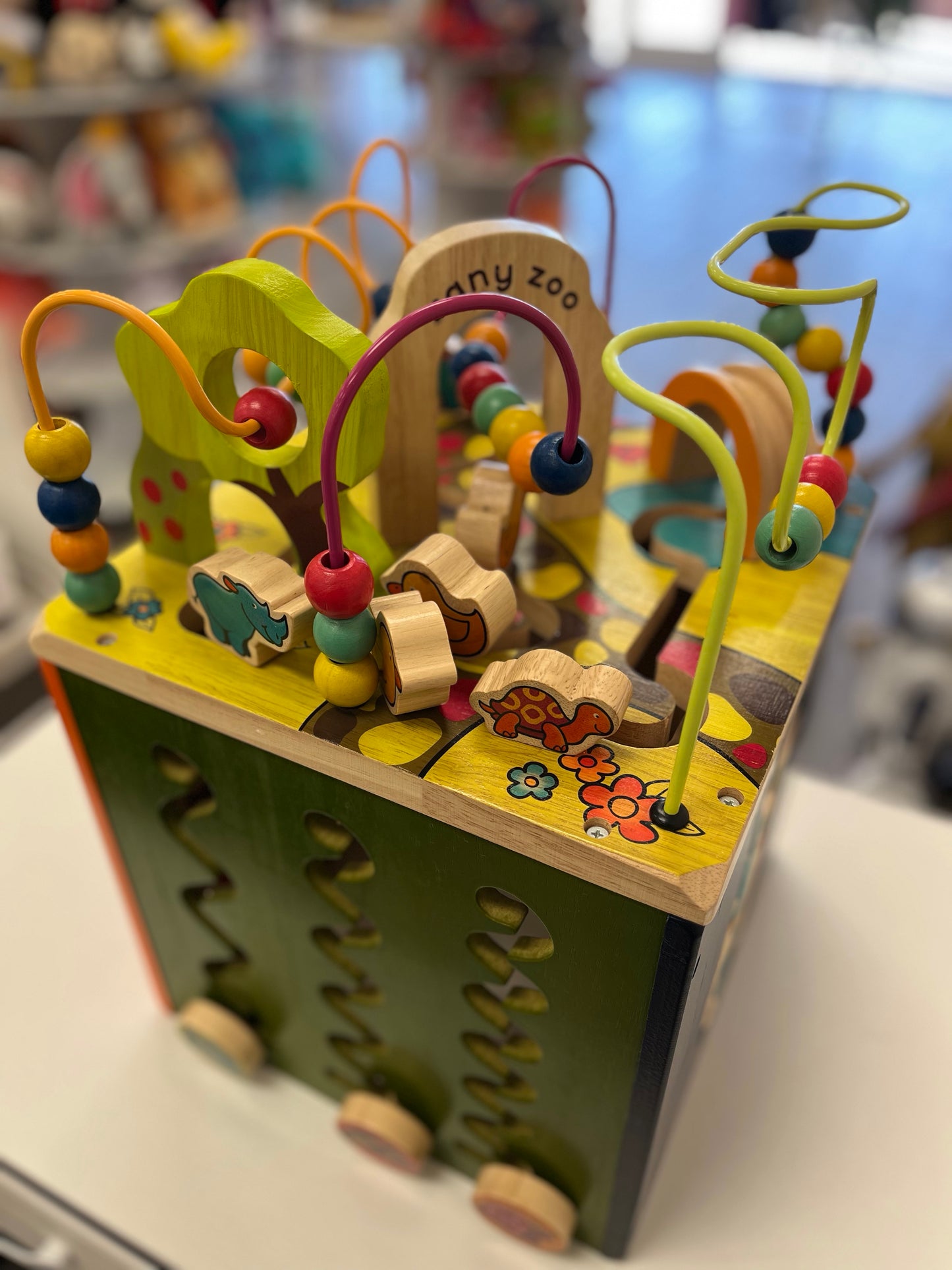 B. toys Zany Zoo Wooden Activity Cube