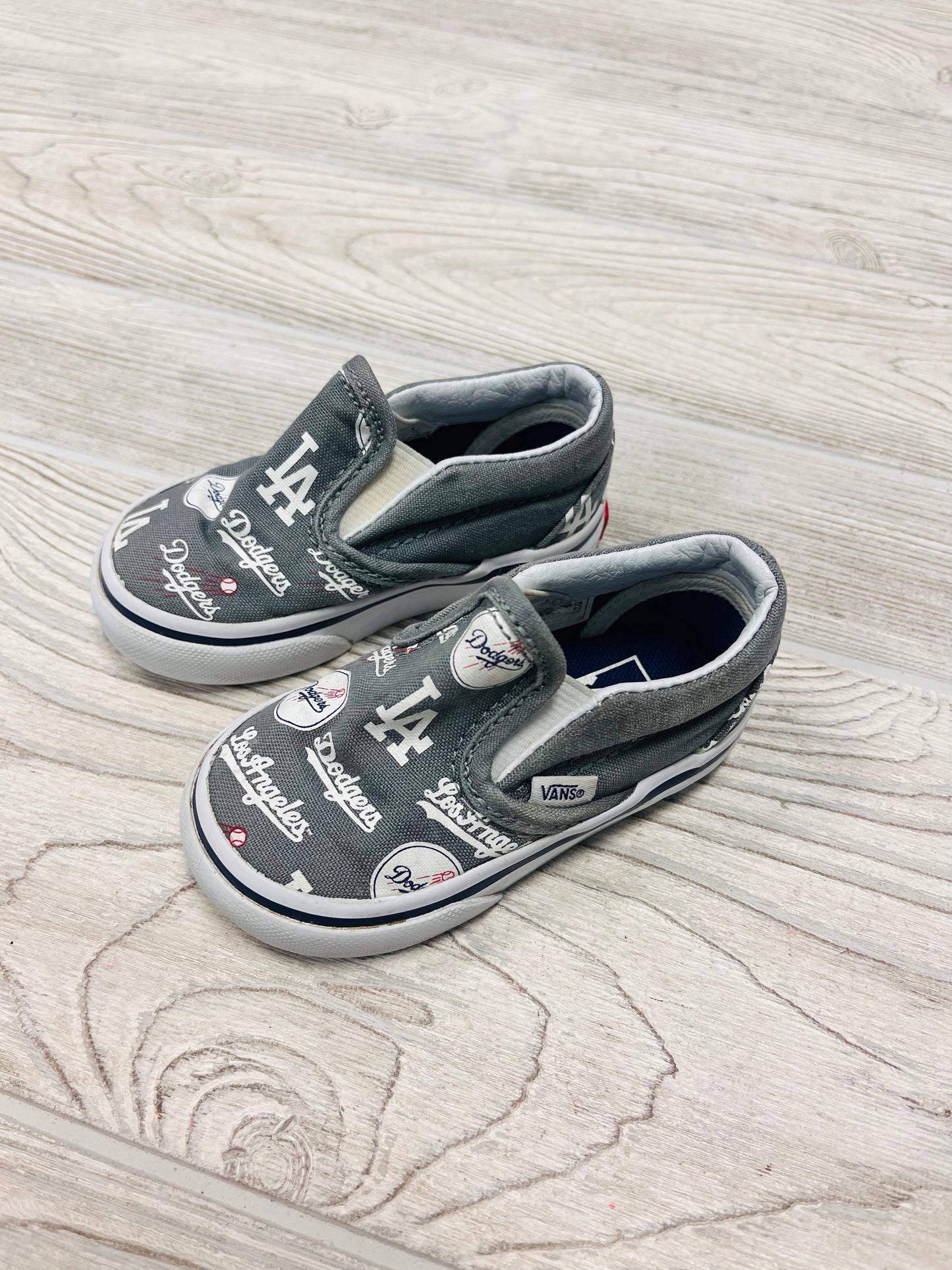 Vans LA Dodgers Print Slip On Canvas Shoes