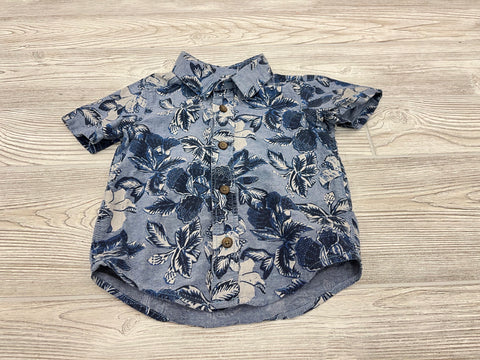 Old Navy Flower Print Short Sleeve Button Down Shirt