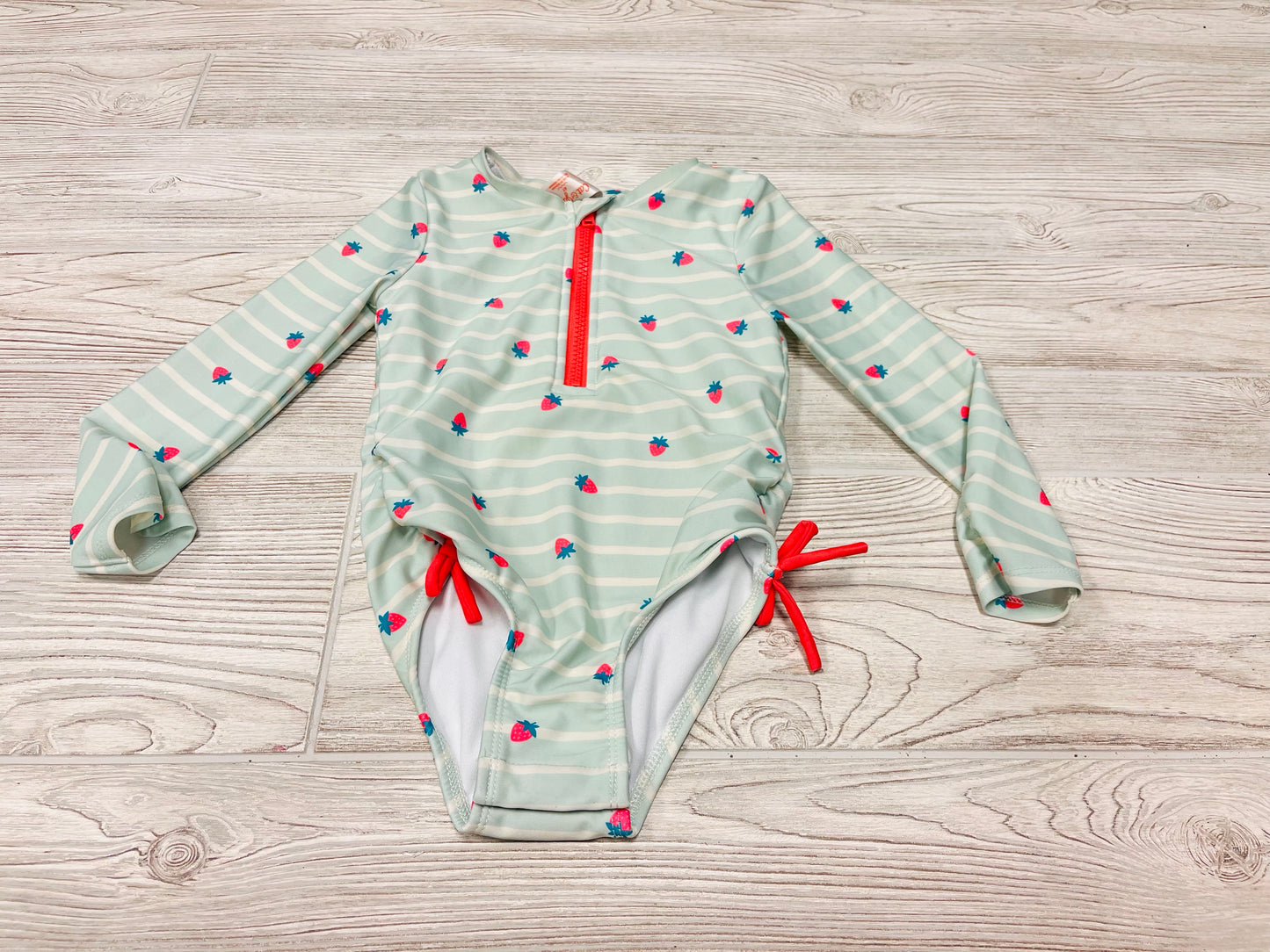 Cat & Jack Strawberry Print Rashguard Swimsuit