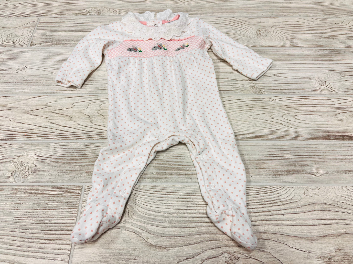 Baby Boden Rabbit Embroidered Romper