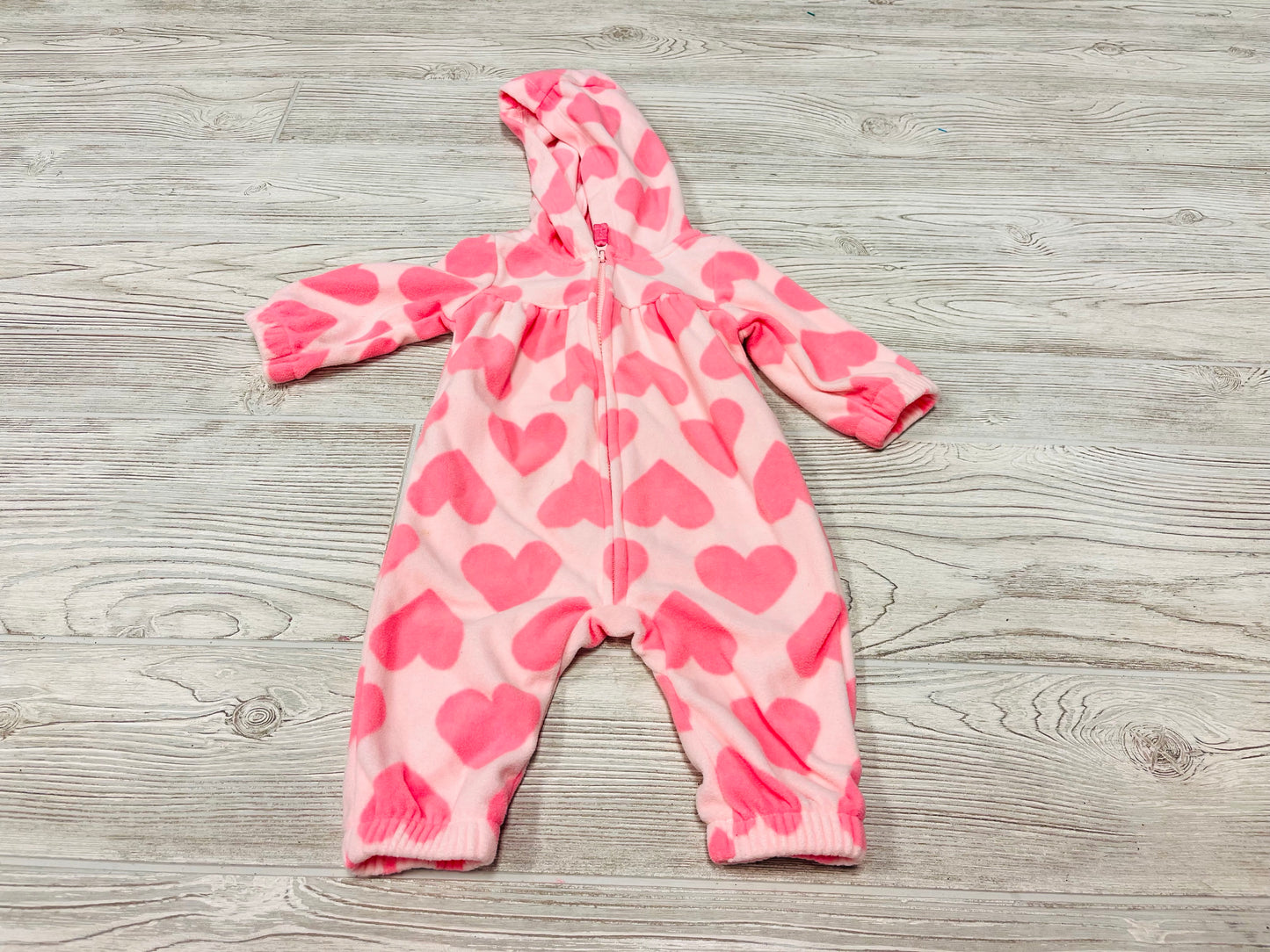 Carter’s Heart Print Hooded Zip Up Fleece Outfit