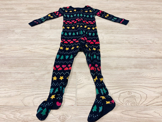 Primary Christmas Print Zip Up Pajama