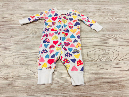 HannaAndersson Heart Print Zip Up Pajama