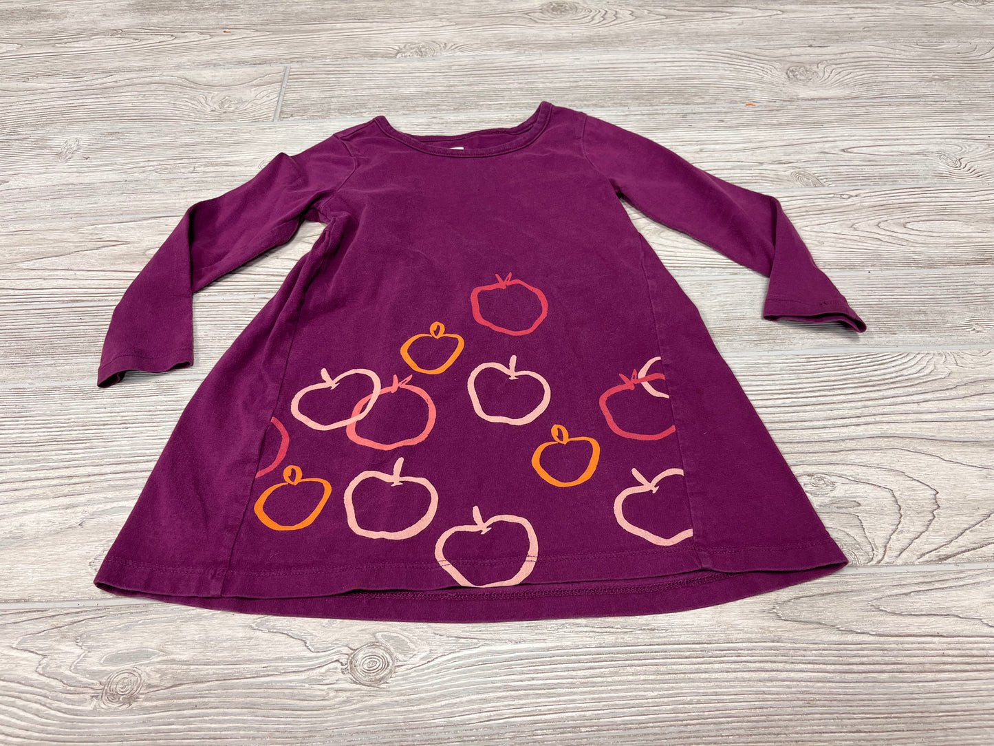 Tea Fruit Print Long Sleeve Dress