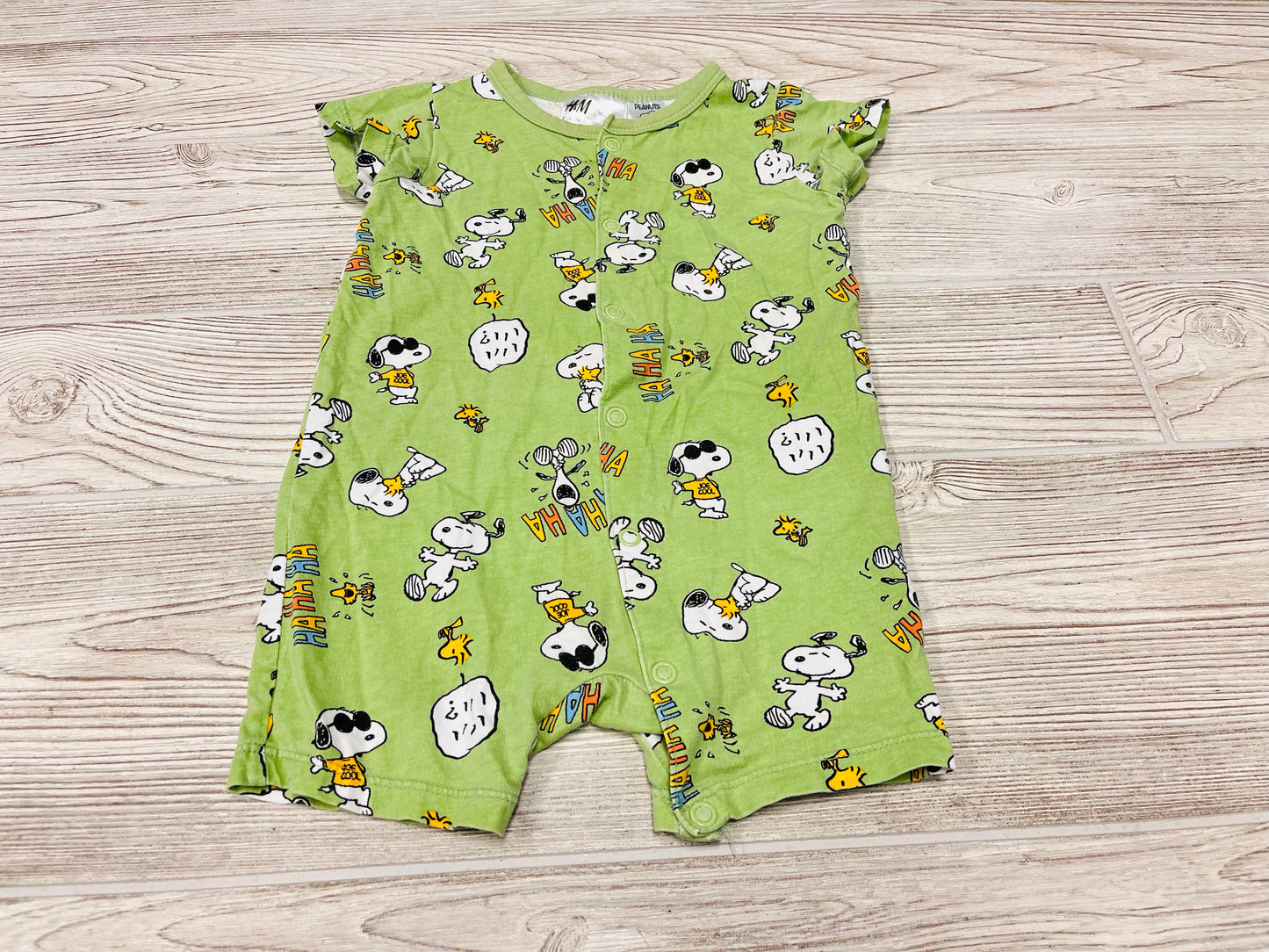 H&M Peanuts Button Down Short Sleeve Romper