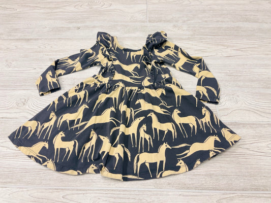 Tea Unicorn Print Long Sleeve Dress