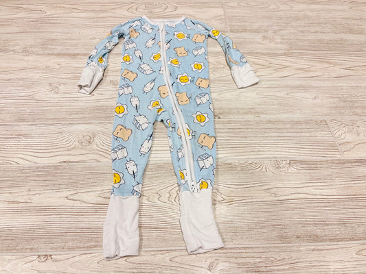 Little Sleepies Eggs & Toast Print Zip Up Bamboo Pajama
