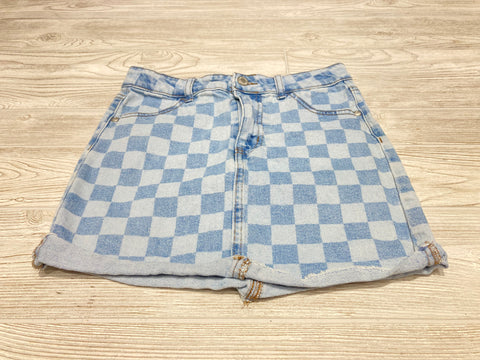 Art Class Checkered Denim Skirt