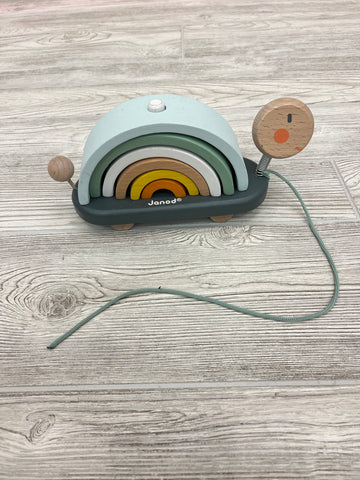 Janod Rainbow Turtle Stacker Pull Toy