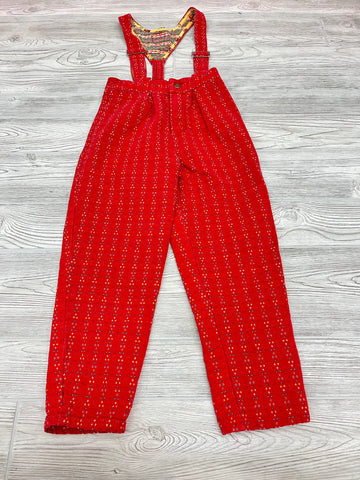 Vintage OshKosh Red Flower Long Overalls