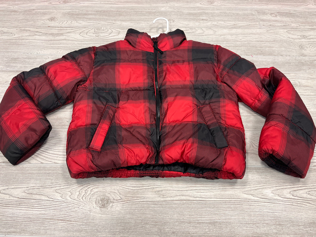Old Navy Buffalo Plaid Cropped Puffer Coat