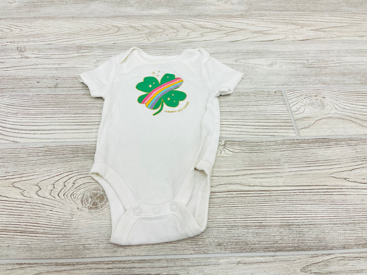 Jumping Beans “Happy Go Lucky” Short Sleeve Onesie